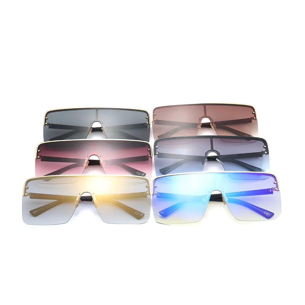 

Fashion One-piece Lens Oversized Sunglasses Women 2021 New Big Frame Men and Women Street Photography Sunglasses Retro Glasses