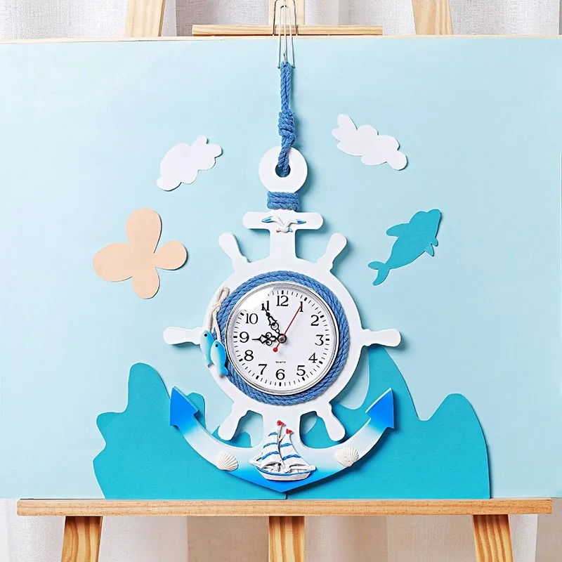 Настенные часы с якорем Пляжная морская тема звездное колесо корабля настенные