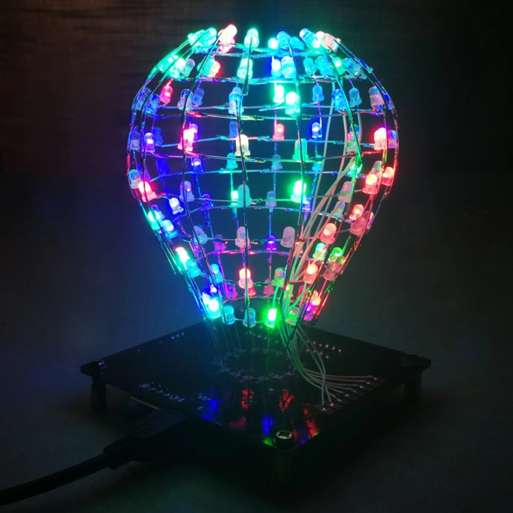 

diy electronic kit bulb shape led sodering kit multicolor light cube spectrum flashing Circuit principle learning