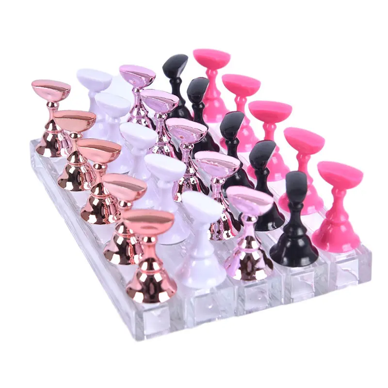 

hot 1Set False Nail Tips Practice Trainning Display Stand Holder Base Alloy Crystal Nail Art Polish Display Manicure Tools