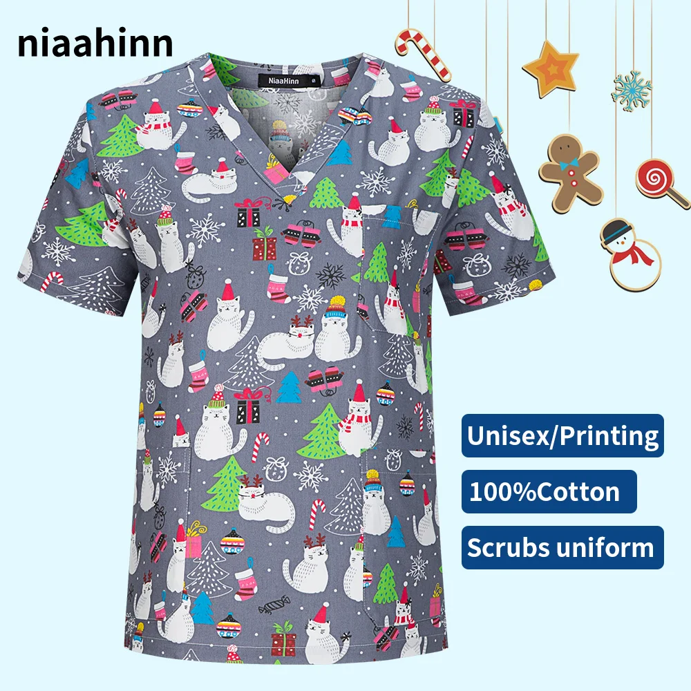 Скрабы для кормления униформа женщин стоматологов Рождественский топ рабочая