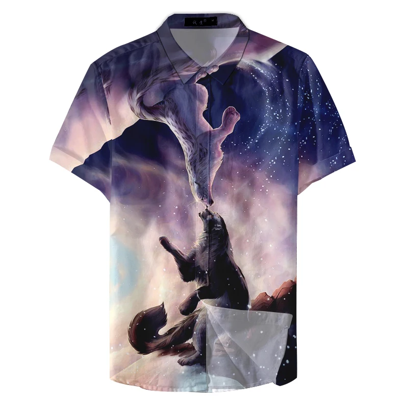 Мужская свободная рубашка с принтом Повседневная короткими рукавами защищающая