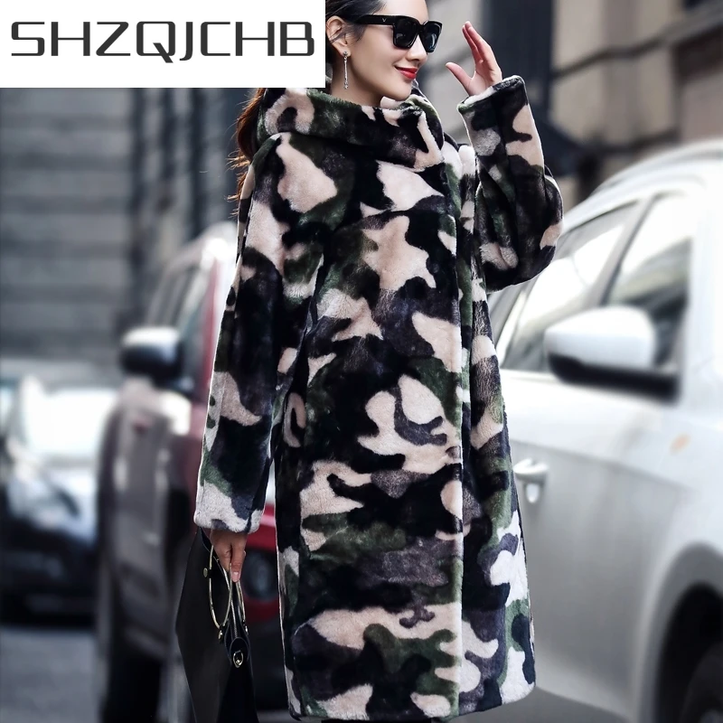 

JCHB 2021 Coat Fur Natural Sheep Women Real Fur Jacket Double Faced Fur Winter Coat Women Luxury Shearling Genuine Leather XS18D