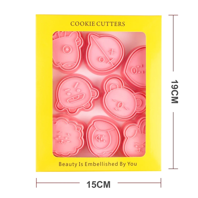 

8Pcs/Set Chinese popular cartoon biscuit mold 3D pressing biscuit mold for family children DIY baking tools