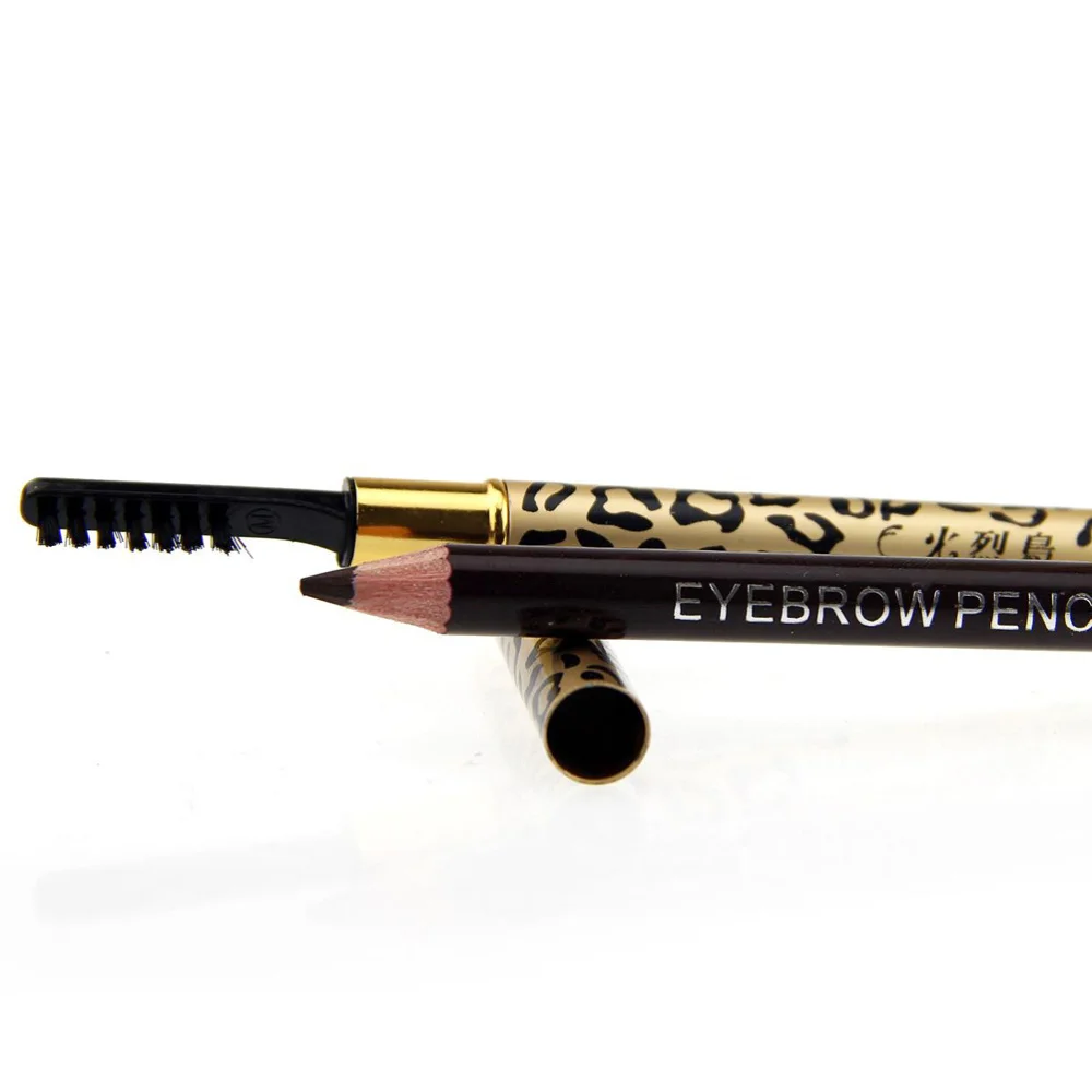 

A Set of 12pcs Leopard Shell Waterproof Double-ended Eyeliner Pencil & Brush Makeup Pens (Black)