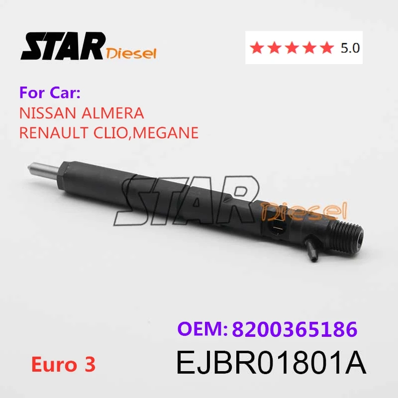

STAR Diesel Injector EJBR01801A 8200365186 Common Rail assembly EJBR 01801A Fuel Injection Nozzle ForNISSAN RENAULT Euro 3