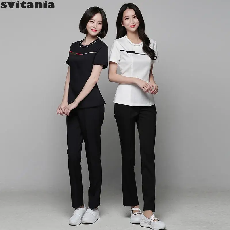 Embroidery Work Clothes Pants Set Beauty Salon Beautician Spa Foot Bath Technician Uniform |