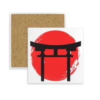 shinto shrine japan torii square coaster cup mug holder absorbent stone for drinks 2pcs gift