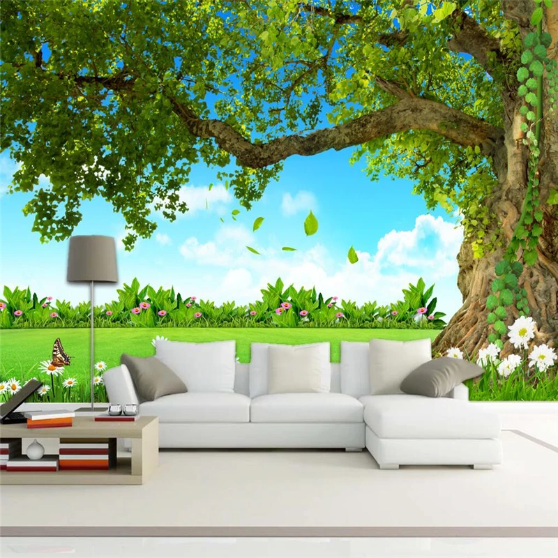 Beibehang под заказ голубое небо дерево обоями для гостиной пейзаж фон телевизора