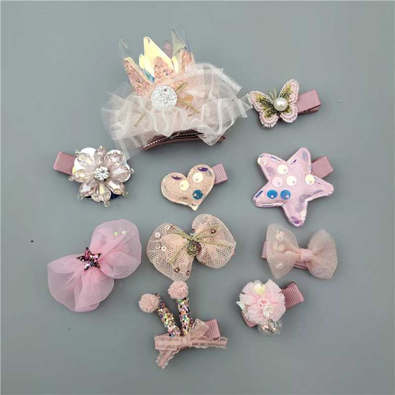 10 шт./кор. головные уборы для девушек набор бант Корона кружева заколки волос