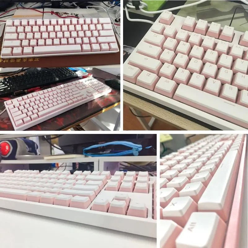 RGB 108 колпачки для ключей ANSI макет добавлены розовые пудинга из ПБТ с двойной