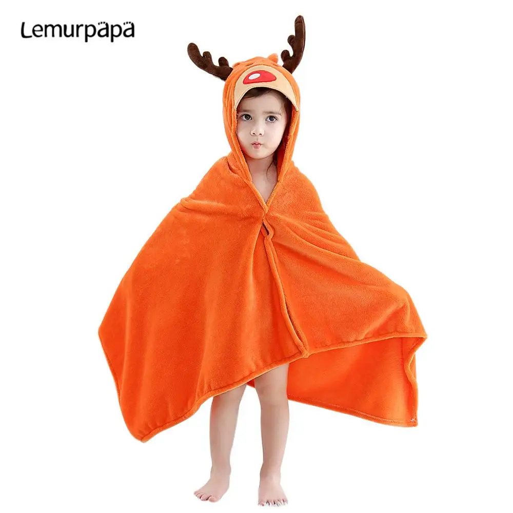 

Infant Baby Towels Hooded Bathrobe Coral Fleece Soft Cartoon Deer Baby Bath Towel Blanket Kids Beach Bathrobe Toalla bebe