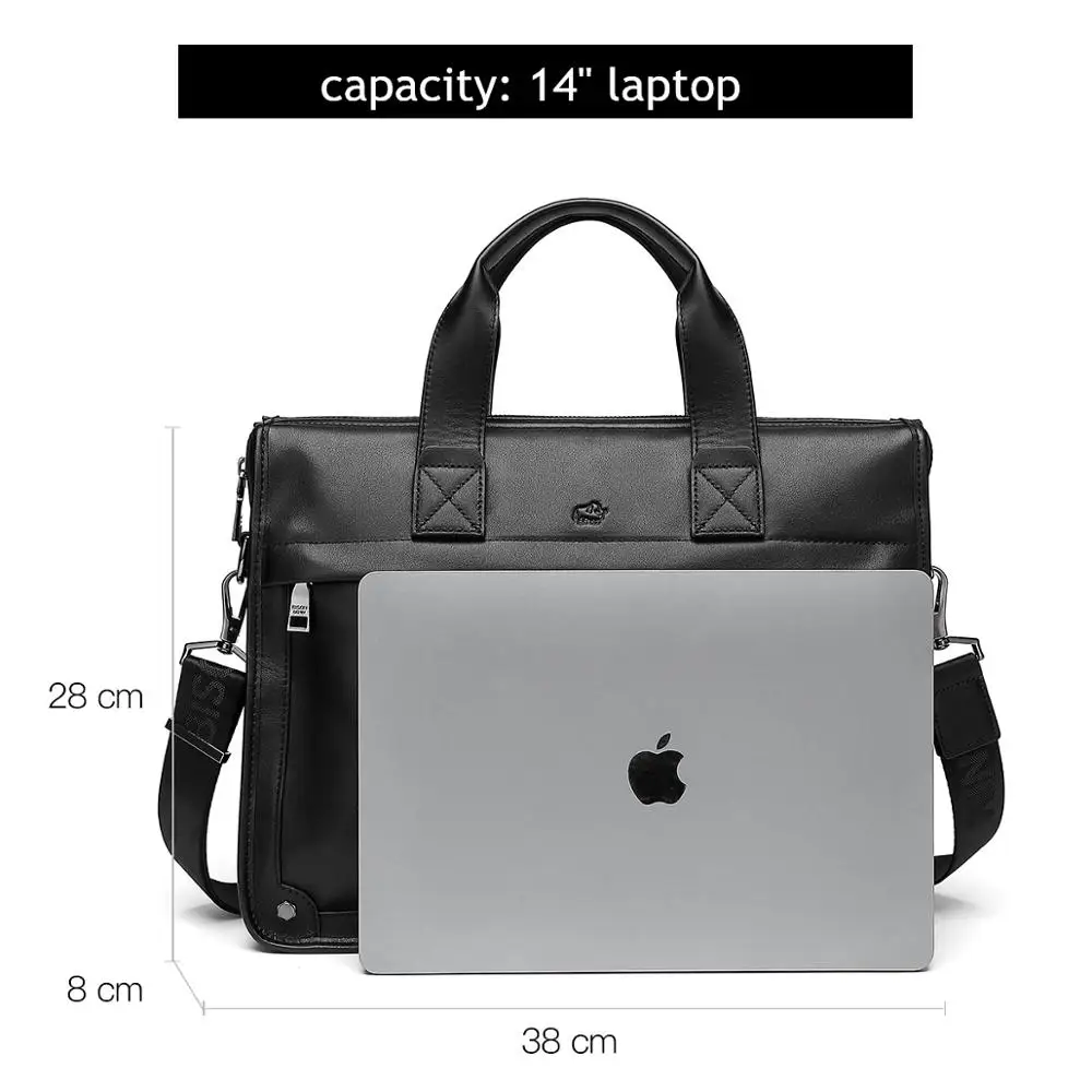 Bison Denim Large Capacity Genuine Leather Men Business Briefcase Luxury Handbags Men High Quality Travel Laptop Shoulder Bag