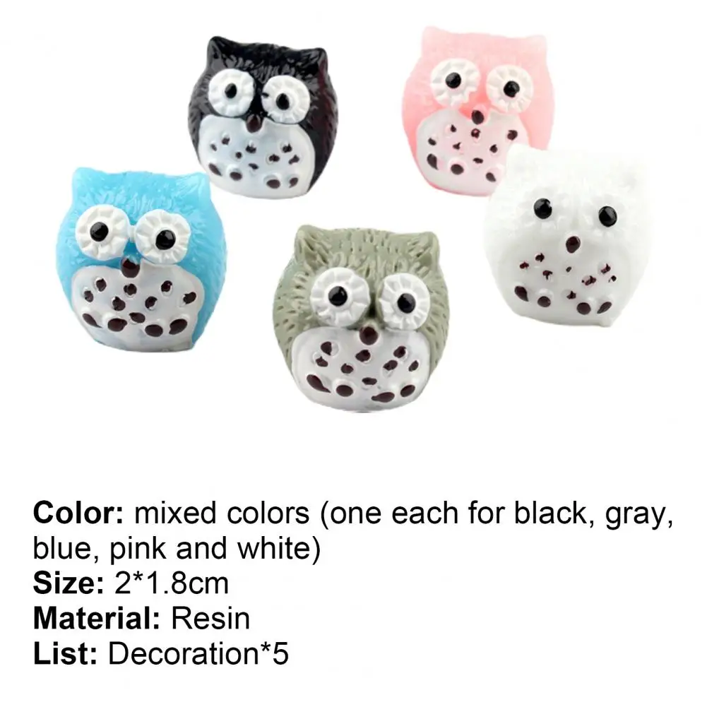 

5Pcs Owl Sculptures Eco-friendly Anti-fade Resin Miniature Owl Ornaments for Home Decor Desktop Table Decoration Gifts