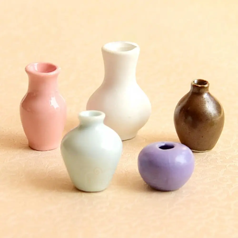

50% Hot Sales!!! 5Pcs/Set 1/12 Solid Color Vase Furniture Miniature Toy Dollhouse Model Ornament