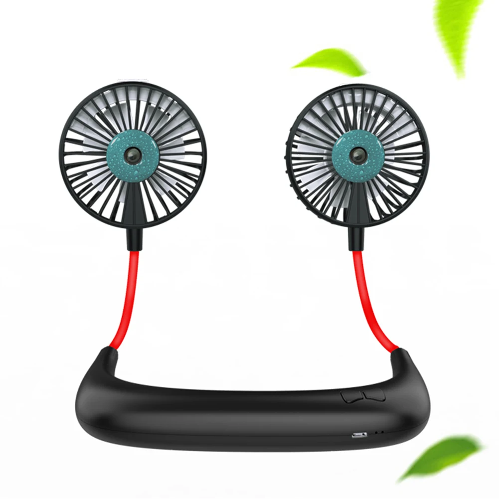 

Portable USB Rechargeable Silent Leafless Hanging Neck Fan Summer 3 Gears Adjustable Bladeless Hands Free Personal Cooling Fan