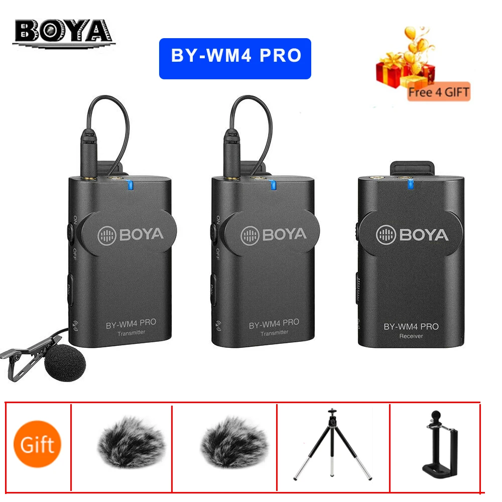 

Boya BY-WM4 Pro K1 K2 2.4G Wireless Lavalier Microphone for live streaming,vlogging Canon nikon DSLR Camera iPhone mobile phone