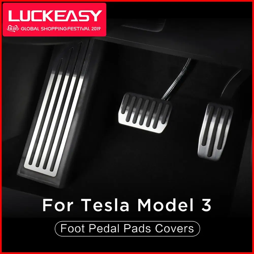 LUCKEASY ножная педаль для автомобиля колодки Чехлы для Tesla модель 3 Нескользящая производительность ножные педали авто алюминиевые педали Чехлы