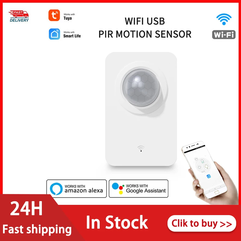 

Tuya WiFi PIR Motion Sensor Wireless Notifications Smart Home Infrared Passive Detector Security Burglar Alarm Sensor