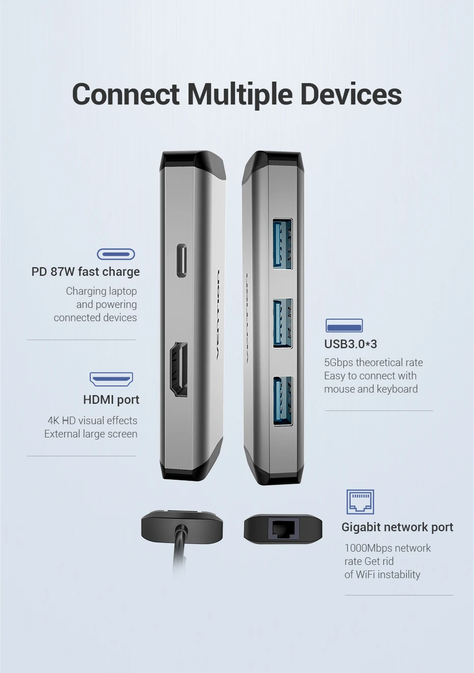 Vention usb-хаб usb type C к HDMI USB 3,0 концентратор Thunderbolt 3 адаптер для MacBook samsung S9 huawei mate 20 P20 Pro USB-C концентратор