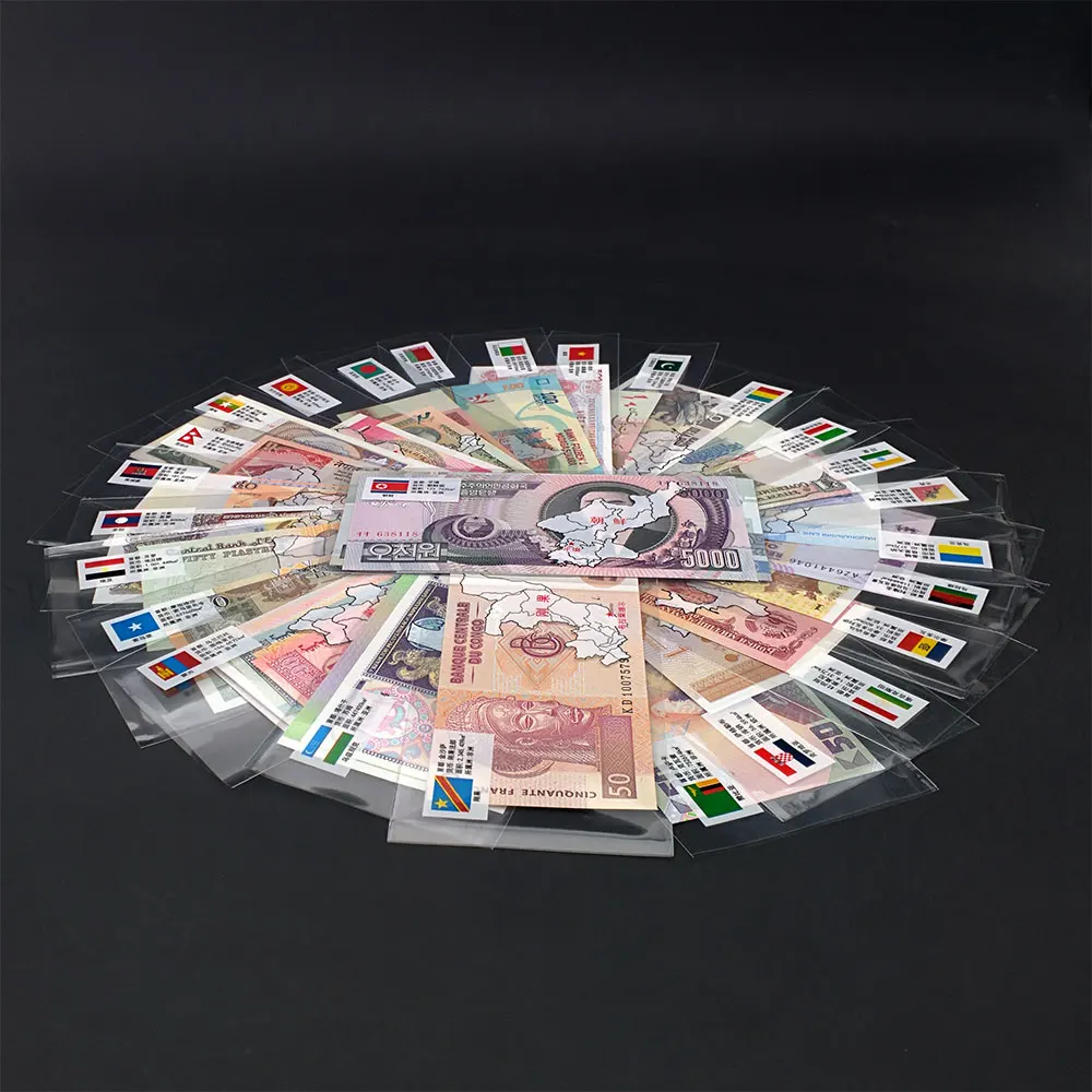 

Ayevin 52Pcs Notes from 28 Countries UNC Real Original Banknotes Note with Red Bag Envelope World Note Gift, Collection Notes