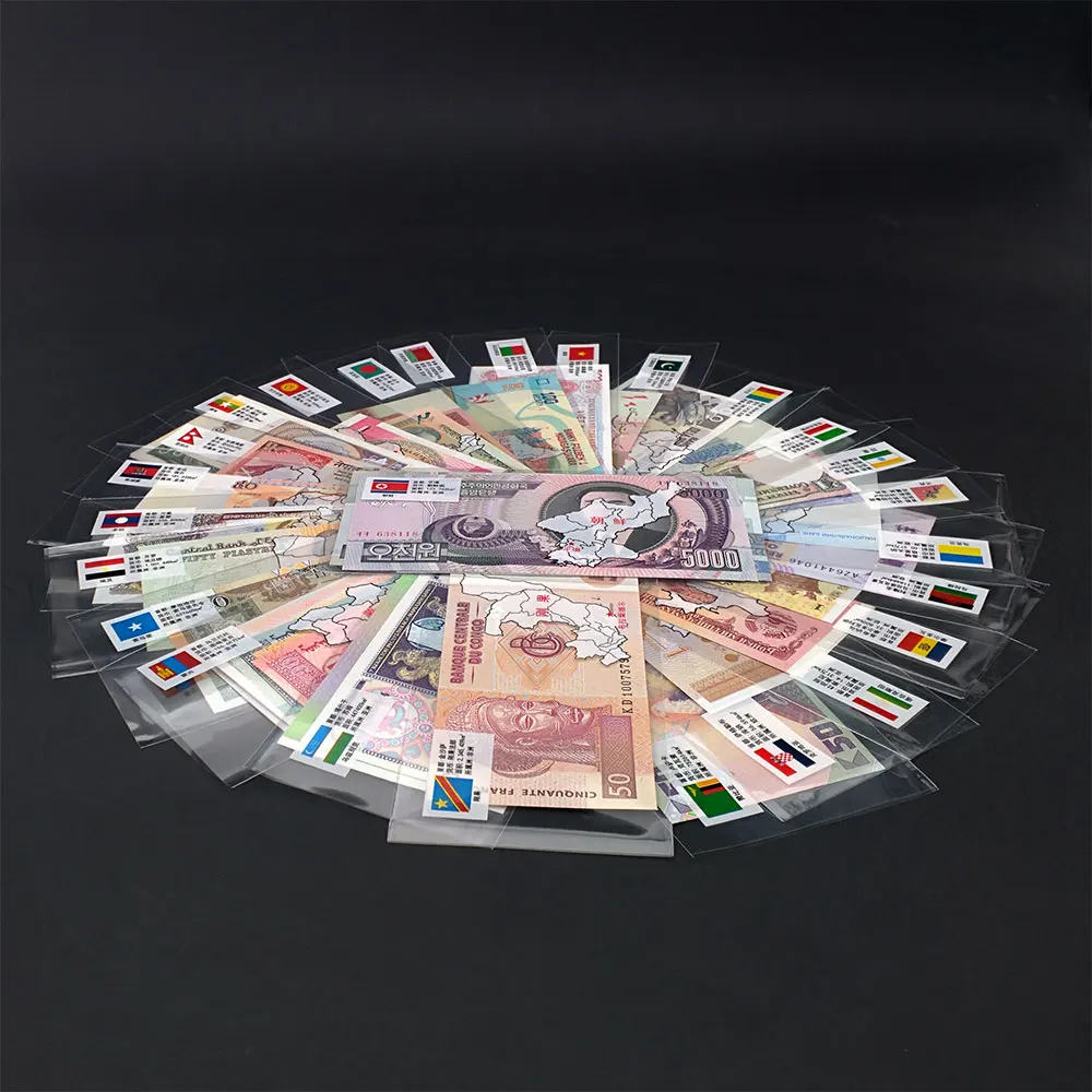 52 шт. заметок из 28 стран UNC НАСТОЯЩИЕ Оригинальные банкноты заметки в красном
