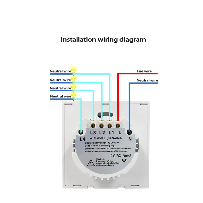 

WIFI Smart Touch switch Tuya Smart Life APP RF Wireless Remote Alexa Control Neutral Wire 110V220V 1/2/3/4gang Wall Light switch