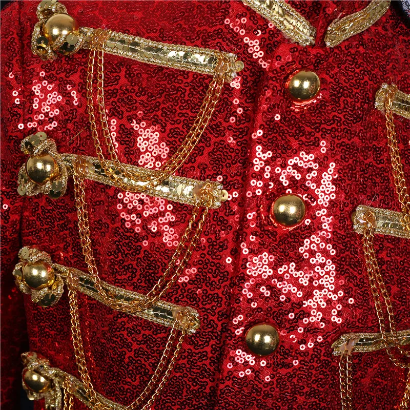 Новые мужские пиджаки Одежда певцов черный красное серебро блестками