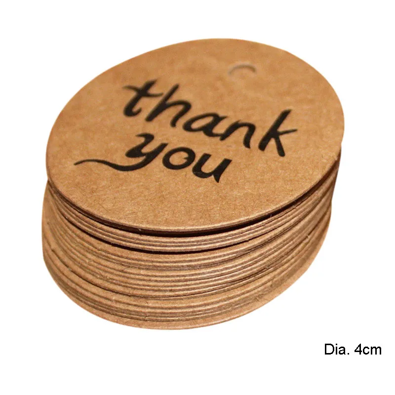 100 шт круглая крафт-бумага спасибо подарок Висячие бирки ручная безумная бирка