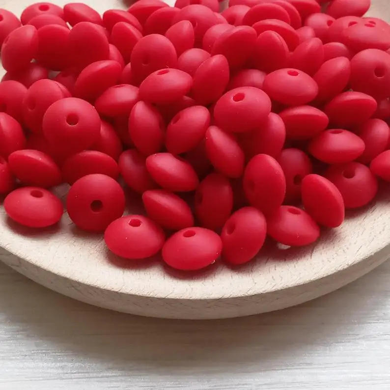 scarlet red Jojochew хорошее качество блюдце силиконовые бусины 12 мм Силиконовые Прорезыватели для зубов еда класс Детские трофеи BX1-36 - Цвет: scarlet red