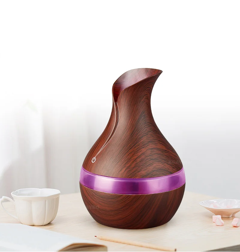 

300ml Aromatherapy USB Diffuser Wood Grain 7 Color Light Cool Mist Air Humidifier for Home Office
