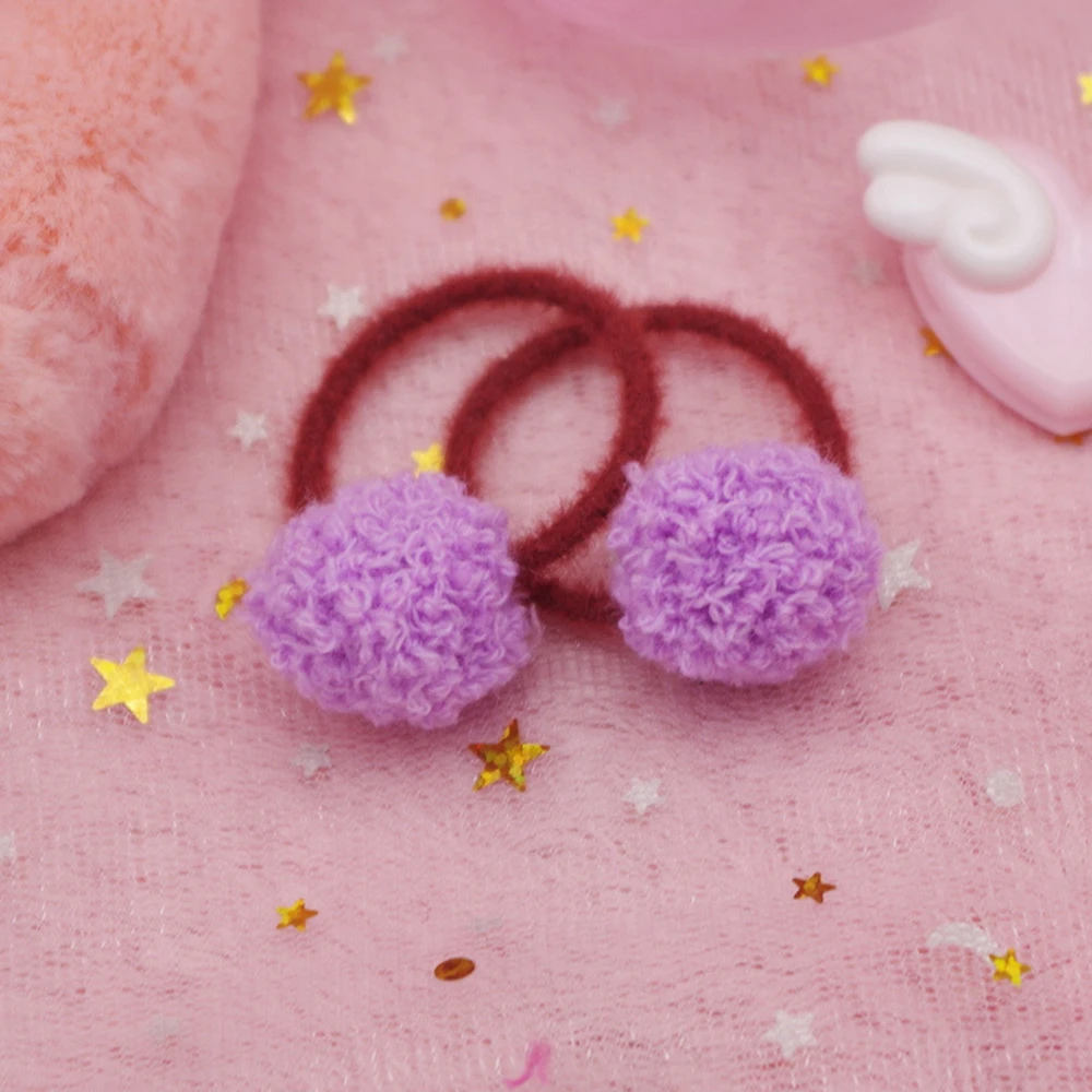 1PCS Long Hair Ball Shape Plush Elastic Bands For Girl Handmade Bow Headband Scrunchy Kids Accessories Women 2019 | Детская одежда и
