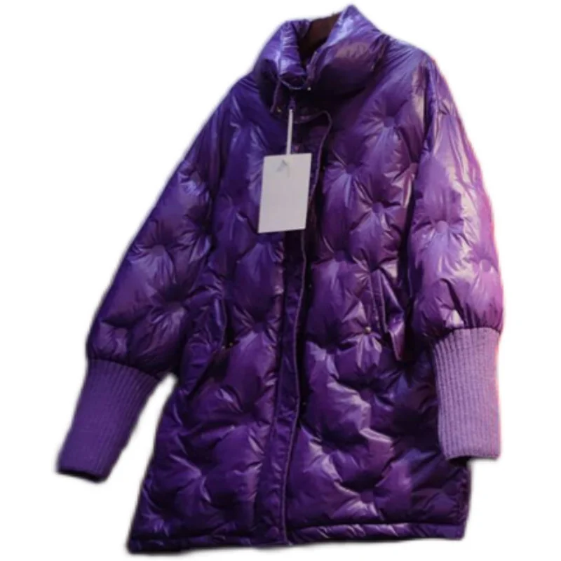 

Winter Lightweight Down cotton Ladies Glossy Women Winter Parkas Long Winter Coat Warm Cotton Jackets Plus Size Outwear