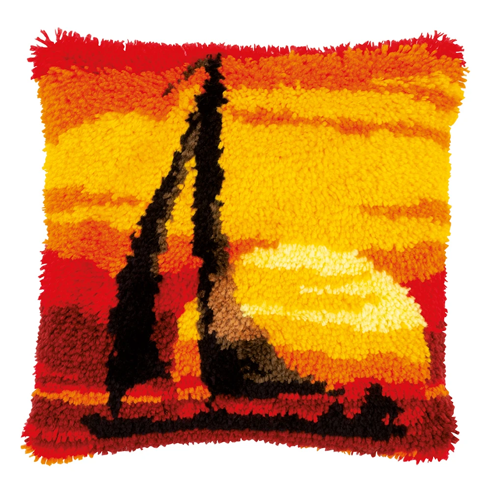 

Latch Hook Kit Crafts for Adults Cushions Printed Canvas Crafts for adults Sailboat Latch Hook Pillow