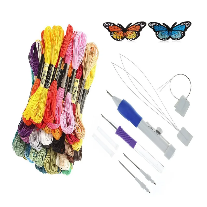

Magic Diy Hand Embroidery Pen Patch Knitting Sewing Tool Kit Punch Needle Home Patterned Textiles Embroidery Tools