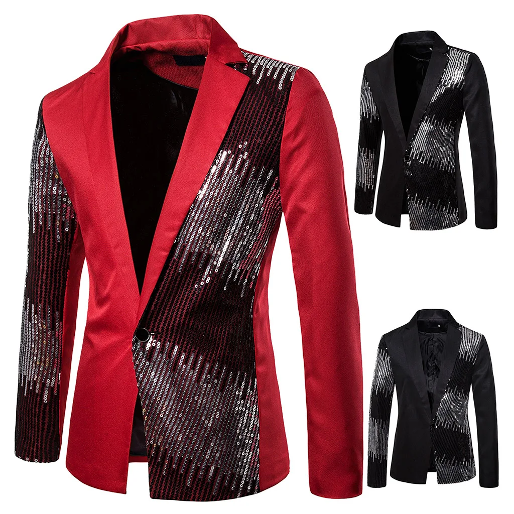 

Vogue Shiny Gold Sequin Glitter Embellished Blazer Jacket Men Nightclub Prom Suit Blazer Men Costume Homme Stage Clothes