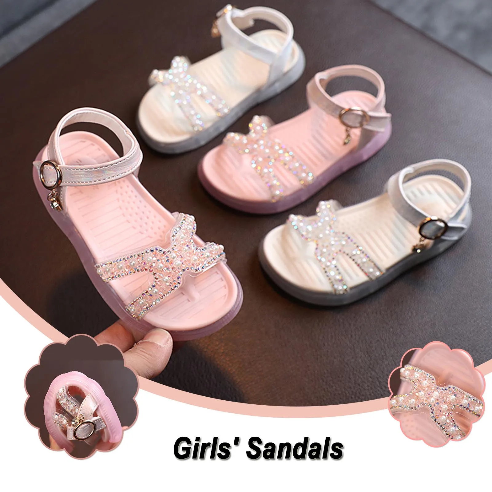 

ISHOWTIENDA Children Girls Sandals Princess Open-toed Soft Bottom British Style Roman Shoes Детская Обувь Девочки Summer Shoes