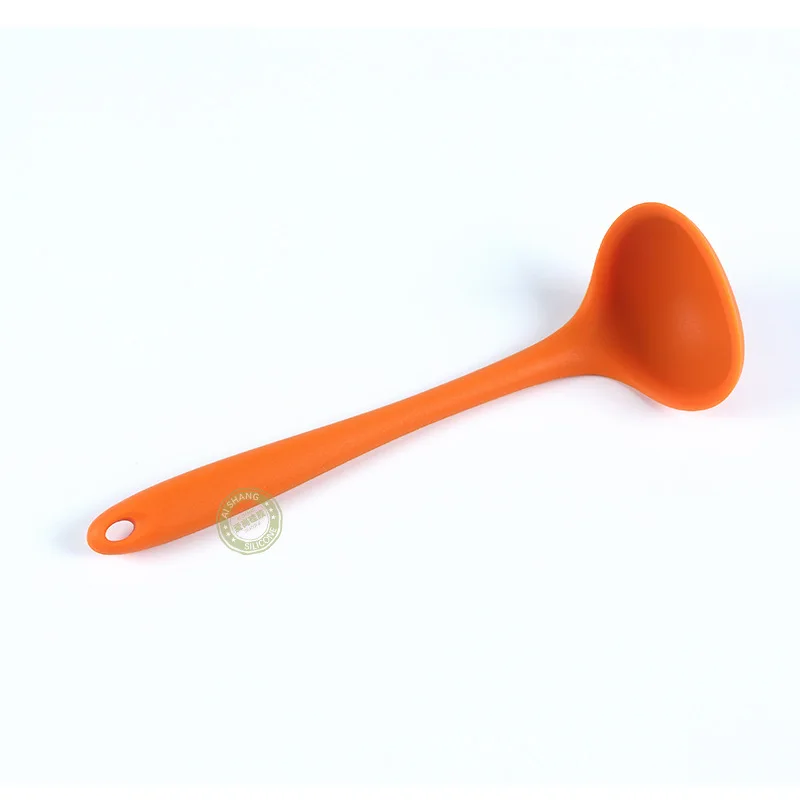 Orange Силиконовая ложка-ковш, термостойкая суповая ложка с длинной ручкой, с гигиеническим твердым покрытием, FDA, кухонные принадлежности, инструменты для приготовления пищи - Цвет: Orange