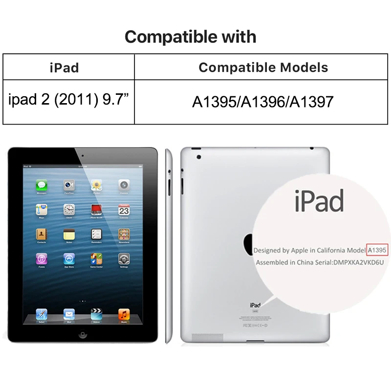 For Apple iPad 2 9.7” Leather Soft Cover Case Ultra Slim Smart Flip Shockproof Drop Resistance Anti-Dust A1395 A1396 | Компьютеры и