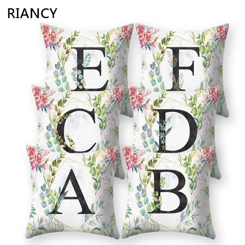 Цветок листья Письмо печати Декоративная Подушка Наволочка Чехол для подушки из