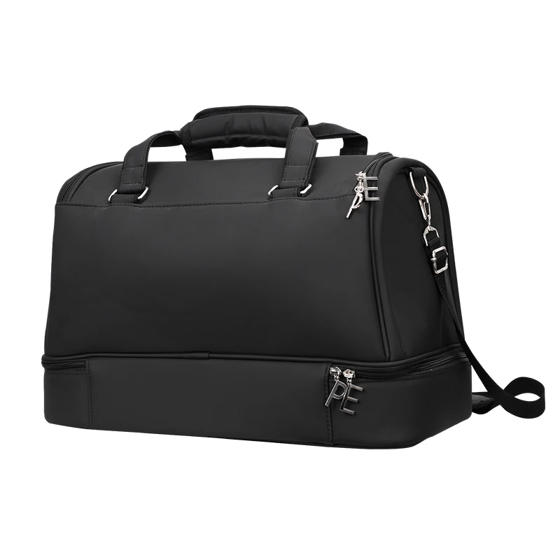 PLAYEAGLE Large Capacity Golf Clothing & Shoes Boston Bag with Long Strap/Hand-holding Waterproof Matte PU Travel Duffle Bag