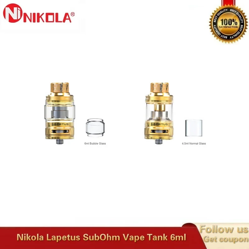 Распродажа Nikola Lapetus Sub Ohm Tank 6 мл Vape атомайзер с 0.18ом сетчатой катушкой для 510