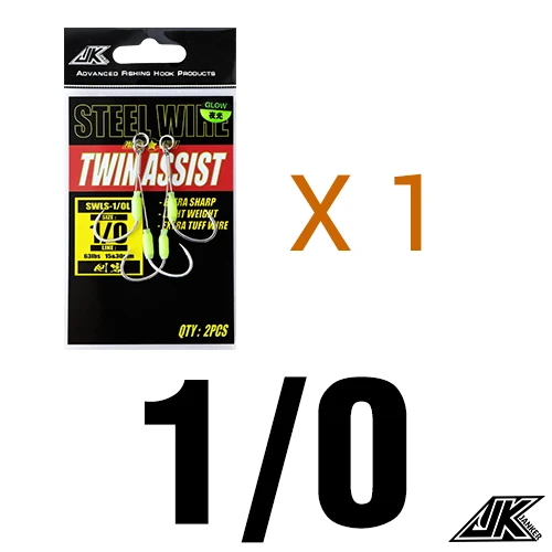1pack - Size 1 l 0 JK 3 Упаковка износостойкий Вибрационный крючок, стальная проволока, джиг, двойные вспомогательные крючки, светящийся Морской рыболовный крючок, морские крючки, рыболовные снасти для лодки - Цвет: 1pack - Size 1 l 0