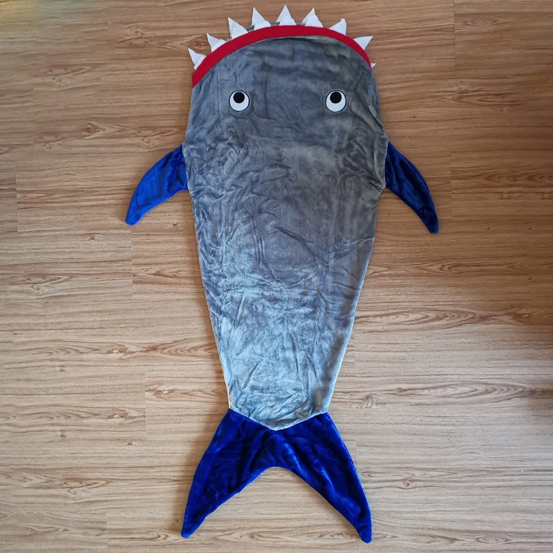 

Wearable Shark Blanket Mermaid Tail Children Sleeping Bag Flannel Portable Travel Picnic TV Sofa Blanket Air Conditioning Quilt