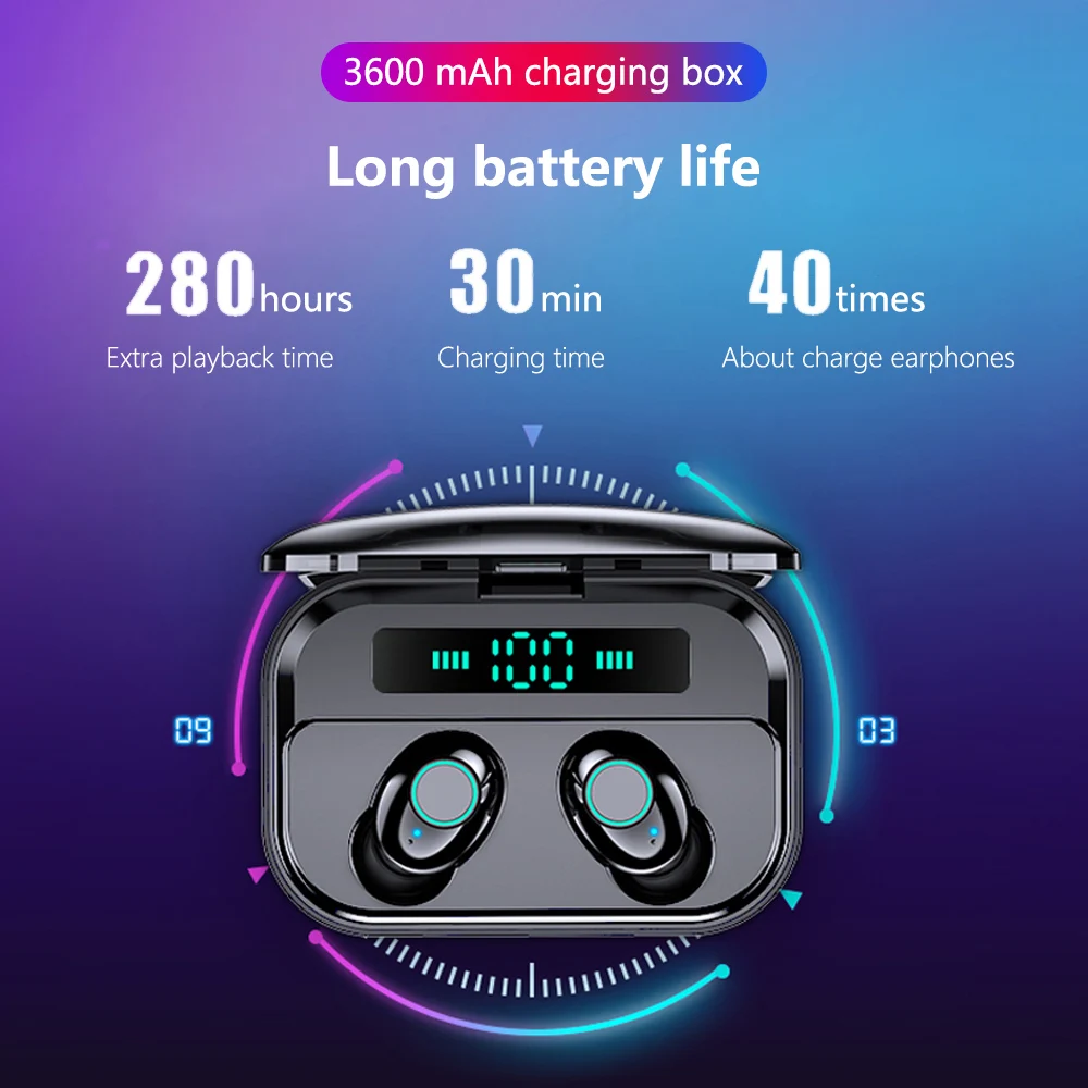 FBYEG M7 TWS Bluetooth 5,0 наушники беспроводные наушники с дисплеем питания спортивные стерео беспроводные наушники гарнитура с зарядным устройством