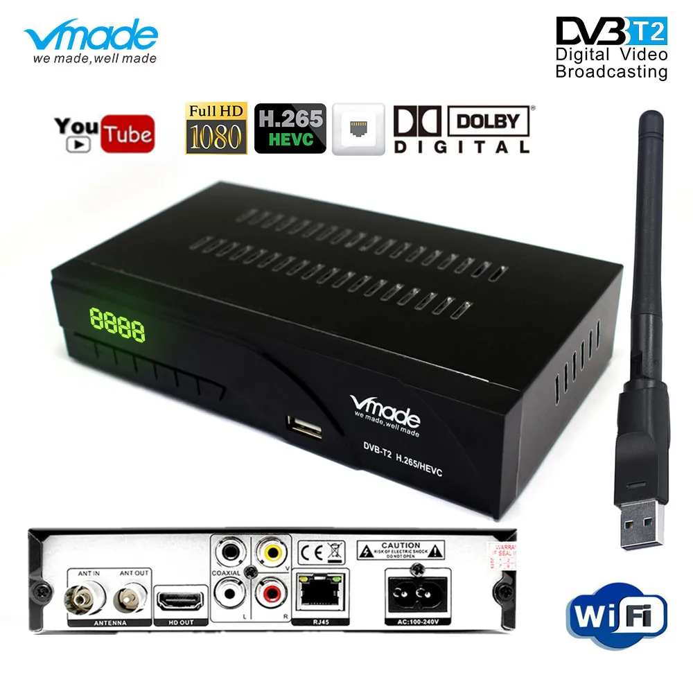 DVB T2 k6 PLUS ТВ тюнер ТВ эфирный приемник DVB-T2 H.265 Поддержка RJ45 wifi AC3 HDMI телеприставка для Европы/России/Коламбия
