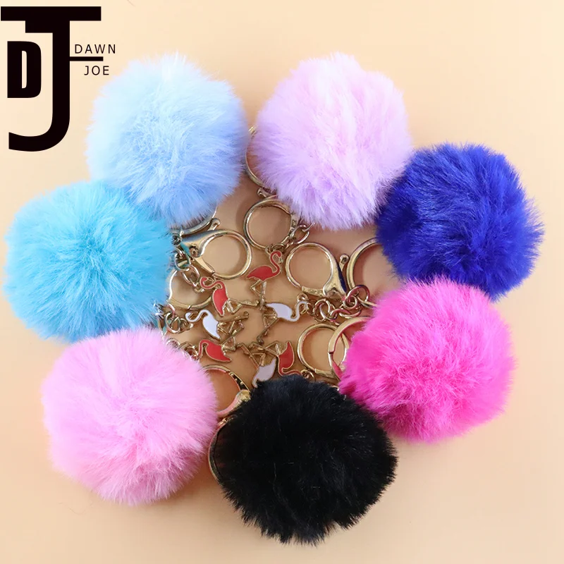 6 см 2 цвета капает масло Фламинго помпон брелок шарик из искусственного