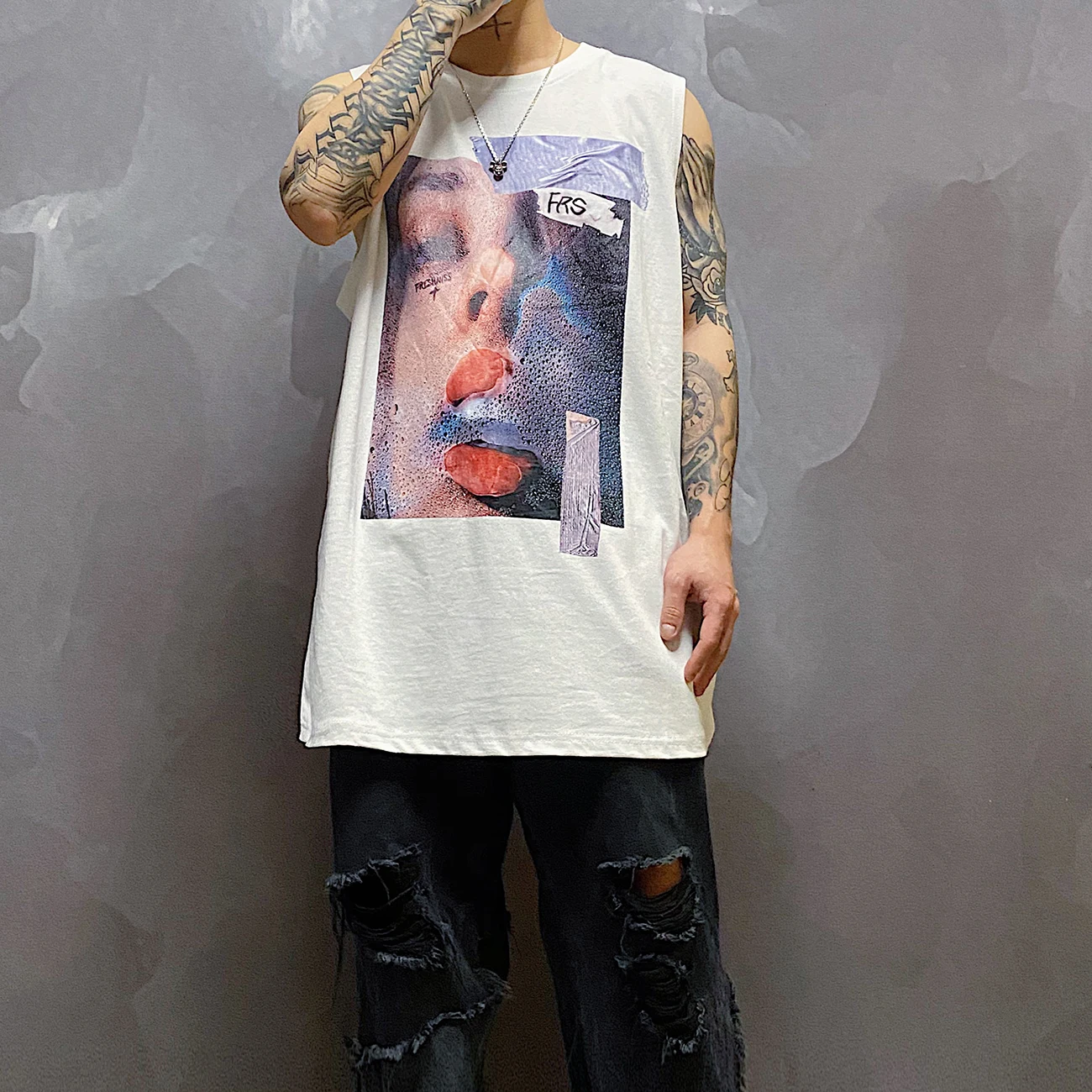 Хип хоп сексуальные топы с принтом губ для мужчин 2020 летние свободные Harajuku