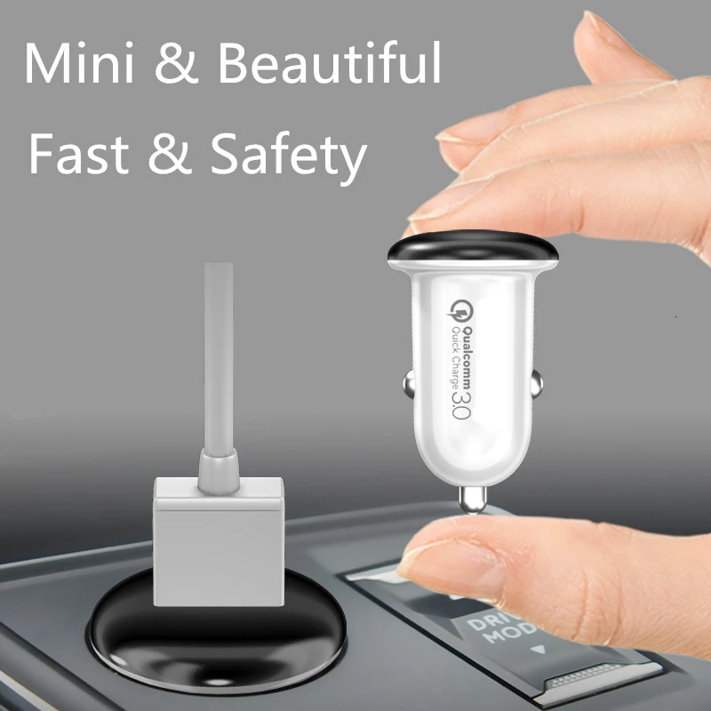 QC3.0 мини usb зарядное устройство для авто с контрастным Зарядное Мобильный телефон