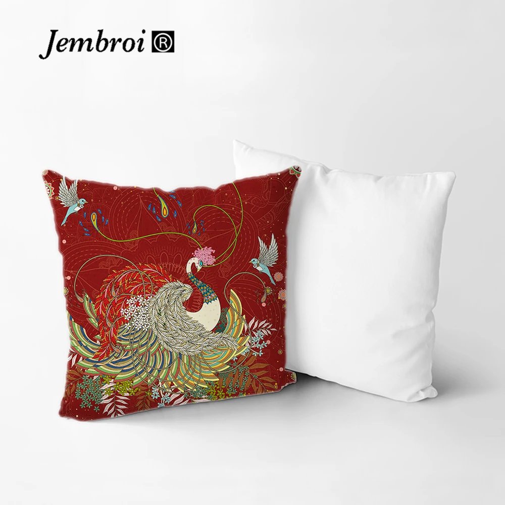 Односторонняя печать чехол для подушки из полиэстера Япония лошадь птица цветок
